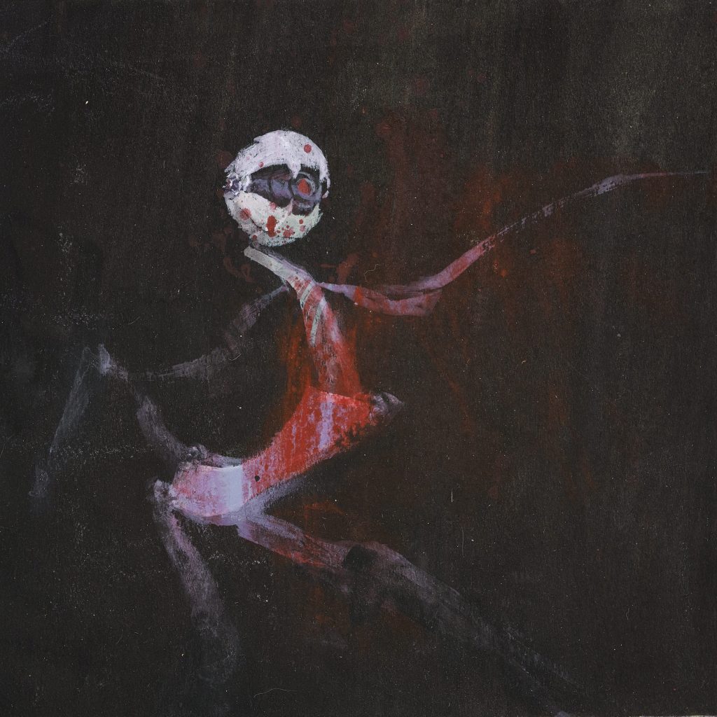 paintings Mirroring Monitoring, Monitoring Mirroring i, acrylic on paper 18 x 18cm